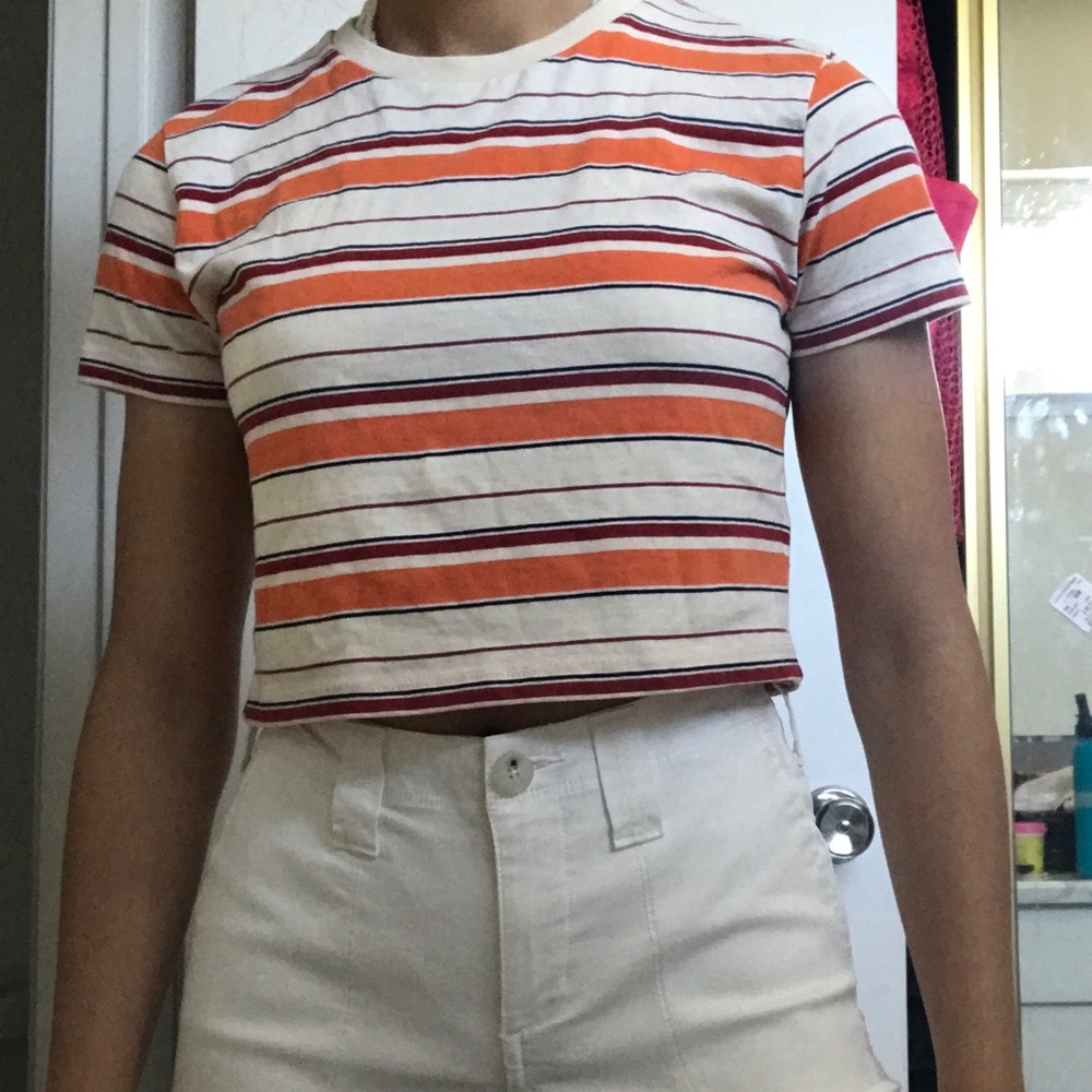 Brandy Melville Multi-striped Cropped tee